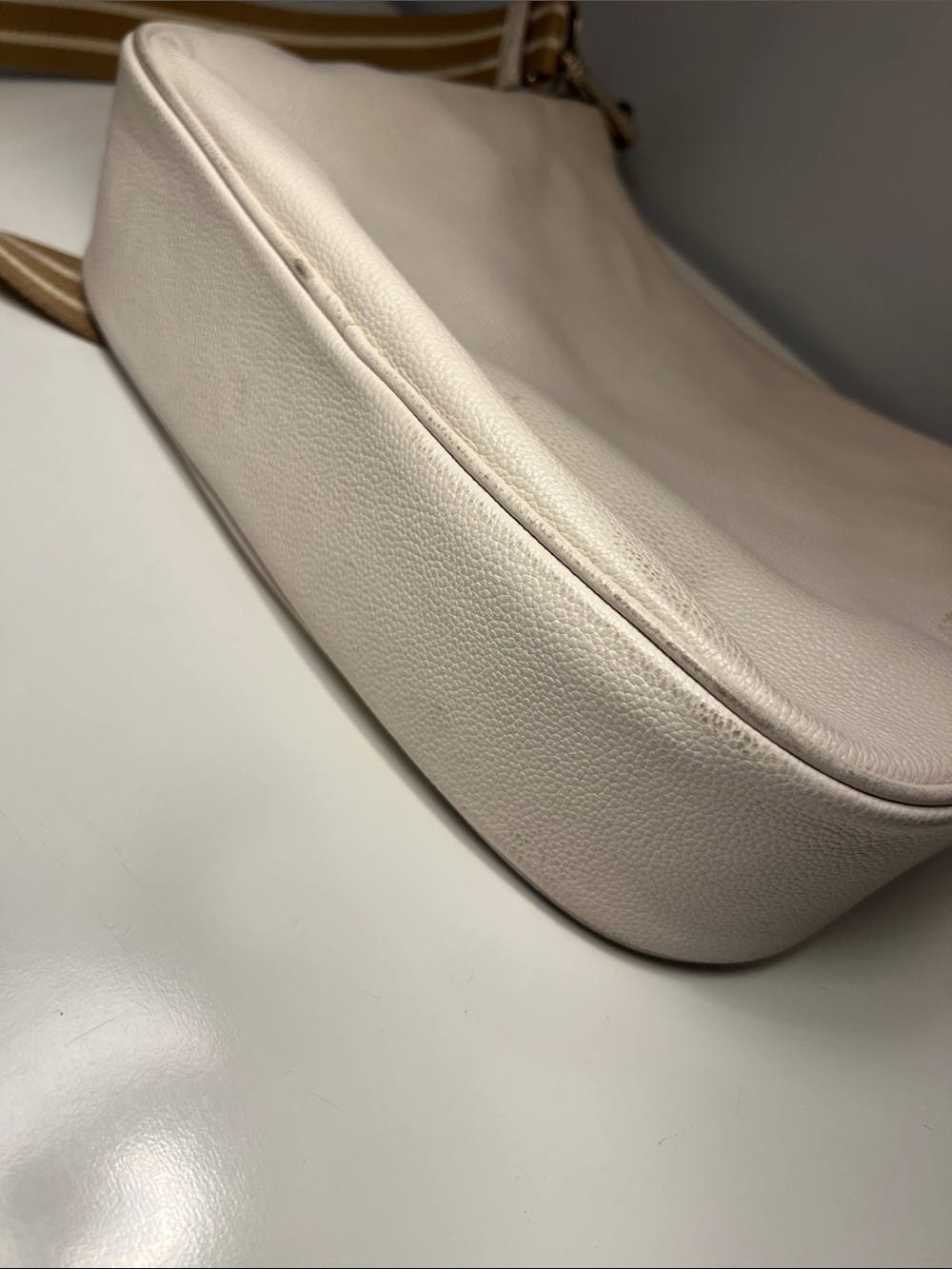 kate spade Cream Leather Crossbody with Striped Tan Strap - Picture 4 of 11